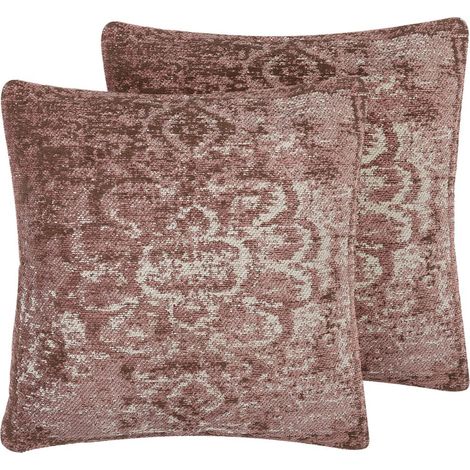 Conjunto de cojines decorativos patrón oriental rosa 45 x 45 cm decoración glamour vintage Vakayar