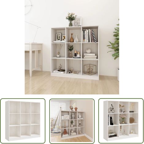 The Living Store Bibliothèque/Séparateur de pièce 104x33,5x110 cm pin massif - Bibliothèque - Meuble De Rangement - Étagère - Bibliothèque Blanche - Bibliothèque En Bois (1/5)