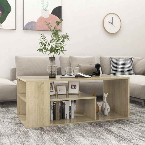806924 vidaXL Coffee Table Sonoma Oak 100x50x40 cm Engineered Wood (1/5)