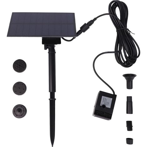 Fontaine solaire 5 W 5 V pour extérieur, moteur sans balais, débit de 160 l/h, fontaine à énergie solaire pour jardins et petits bassins (1/4)