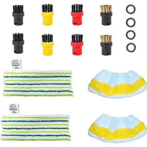 Chiffons de nettoyage et brosses rondes pour nettoyeurs vapeur Kärcher SC2, SC3, SC4, SC5, Easyfix CTK10, CTK20, SG4/2 et SG4/4. Accessoires inclus. (1/5)