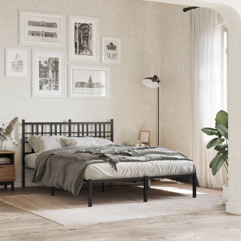 Metal Bed Frame without Mattress with Headboard Black 120x190cm vidaXL (1/5)