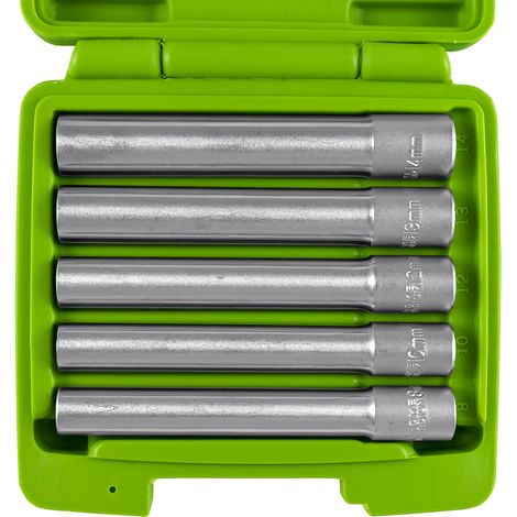 Chiavi e bussole jbm extra long hexagonal sockets pronte per impatto 5 pezzi