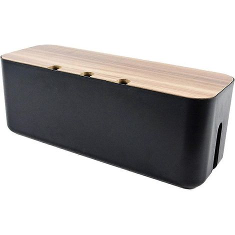 Bois cache câble Management boîtier Fil Junction carte rangement boîtier Hide Wires puissance Strips Bureau Ordinateur Organisateur boîtier noir (1/4)