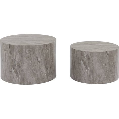 sweeek - 2er Set runde Couchtische mit Marmoroptik