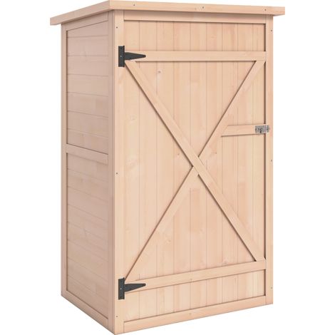 GagaArmoire abri de Jardin Remise pour Outils Bois de Sapin pré-huilé Toit bitumé incliné - Grande Porte (1/5)