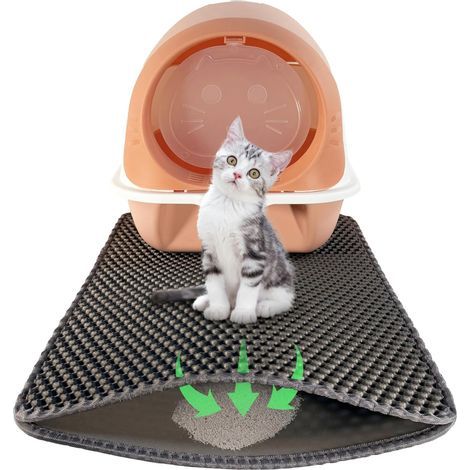 - Alfombrilla para arenero de gato - Alfombrilla antideslizante - Estructura de doble capa, atrapa granos, impermeable, fácil de limpiar, para arenero de interior, gris, 60x40cm (1/5)