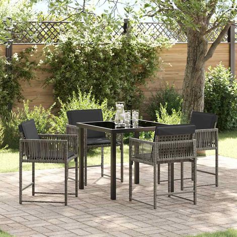 Garden Dining Set 5 pcs Grey Poly Rattan vidaXL