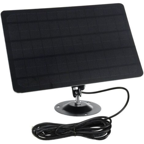 Pannello solare Micro USB da 10 W 5 V 2000 mAh, rotazione a 360 gradi, impermeabile, montabile a parete, pannello solare in silicio monocristallino per fotocamera USB, nero