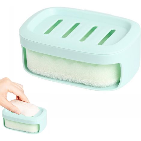 Porte-savon double avec égouttoir, porte-savon, boîte de rangement, support de boîte, porte-savon amovible à fentes (1/5)