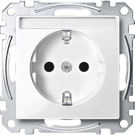 Merten SCHUKO-Steckdose pws/gl mit Schriftfeld MEG2302-0319 (1/2)