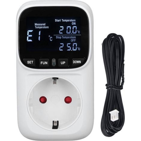 Digital thermostat output, backlit display, temperature control socket, heating and cooling control socket, 230V 16A (1/5)