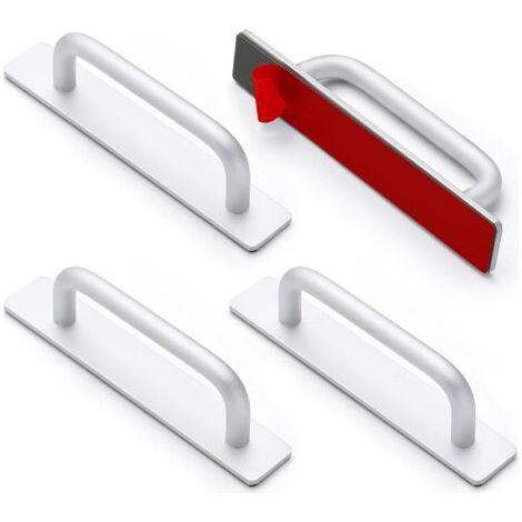Set of 4 self-adhesive cabinet handles, adhesive drawer pulls, aluminum door handles, kitchen cabinet handles without drilling (1/5)