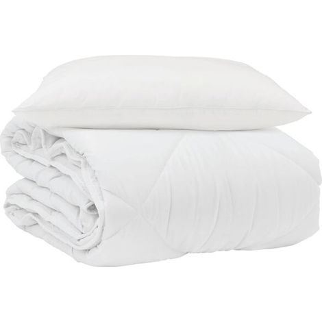 Ensemble couette et oreiller d'été en duvet, 2 pièces, microfibre blanche. (1/5)
