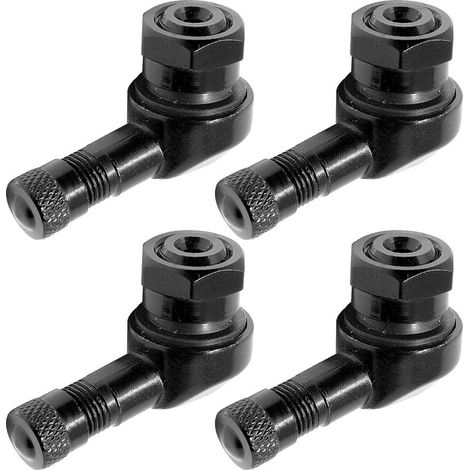 Tapones de válvula de neumático en ángulo de 90 grados, 4 piezas de válvula angular de aluminio para motocicleta (1/5)