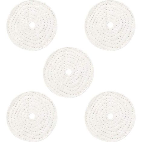 Roue de Polissage, 5Pcs 4 Pouces Roue de Polissage de Polissage Blanc Coton Traité Spirale Cousue de Polissage Roue de Polissage pour Miroir de Polissage de Bijoux en Métal Outil Abrasif (1/5)