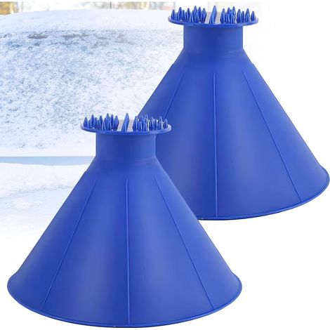Raspador de hielo para coche, rascador de hielo redondo de 2 piezas con embudo, rascador de nieve de 360 grados, para parabrisas de coches y SUV. (1/5)