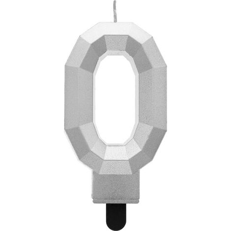 Candela numero 0 - Diamante argento metallizzato 7,6 cm