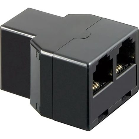 adattatore a T isdn tripla telefonica 2 x presa rj11 6p4c CE nero