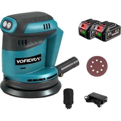 Ponceuse orbitale électrique, design sans fil, vitesses réglables, 2xBatterie (1/2)