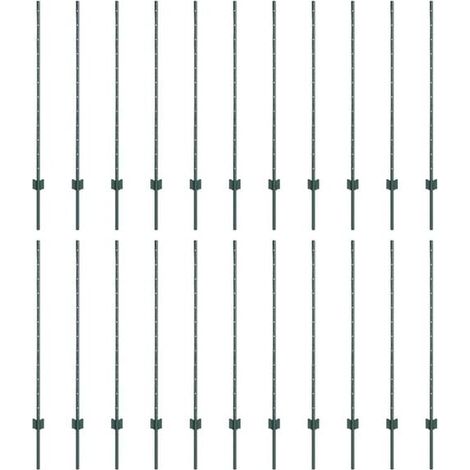 Poteaux de clôture. 22 poteaux, verts, 160 cm, acier. (1/5)
