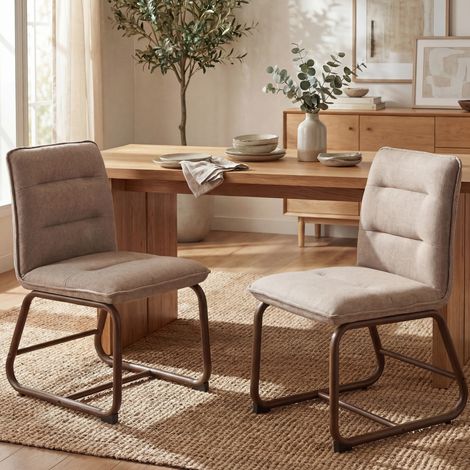 Wahson Esszimmerstühle 2er Set Modern aus Leinen, mit Metallbeinen Polsterstühle für Esszimmer Wohnzimmer, Khaki