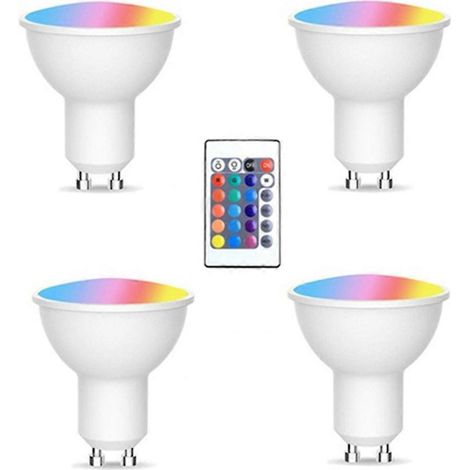 4 ampoules GU10 et 1 télécommande avec fonction mémoire. Spot lumineux à 17 couleurs changeantes et 4 modes d'éclairage dynamiques. (1/5)