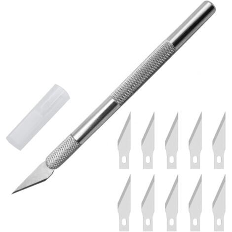 Ensemble Scalpel, Precision Cutter Scalpel avec 10 lames, Couteau pour Loisirs Créatifs, Cutter de précisioncouteau artisanal pour l'artisanat Découpe de Travail d'art Bricolage Sculpt