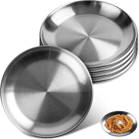 Assiettes inox 20 cm, incassables légères (1/3)