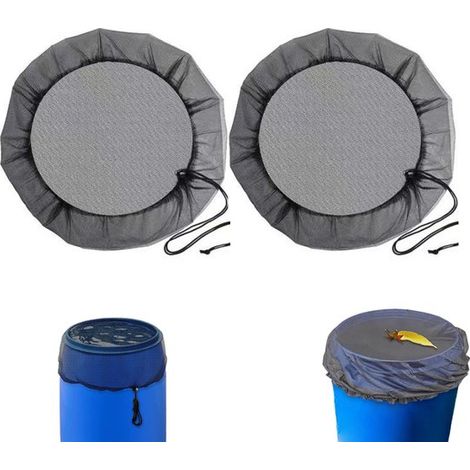 Filet de récupération d'eau de pluie (2 pièces) - Filet avec cordon de serrage - Filtre - Protection contre les feuilles, les insectes et les larves de moustiques - Housse réutilisable - 95 cm - Noir (1/5)
