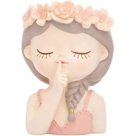 Pots pour plantes succulentes avec motif de tête féminine mignonne et trou de drainage, idéal pour les fleurs, les cactus et autres plantes d'intérieur. Décoration créative avec statuette de visage. (1/5)