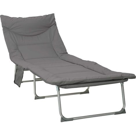 Un transat pliant rembourré gris anthracite. (1/5)