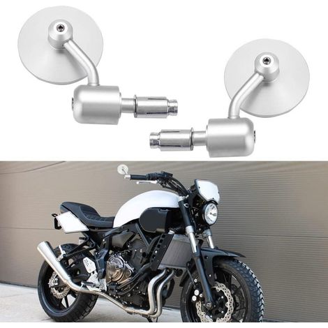 Motorrad Lenkerendspiegel 7/8 Zoll, 3 Zoll Rund, Silber (1/5)
