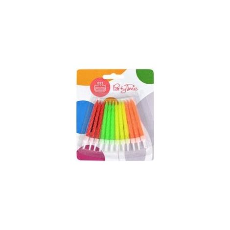 Velas de cumpleaños premium - neón, 12 unidades