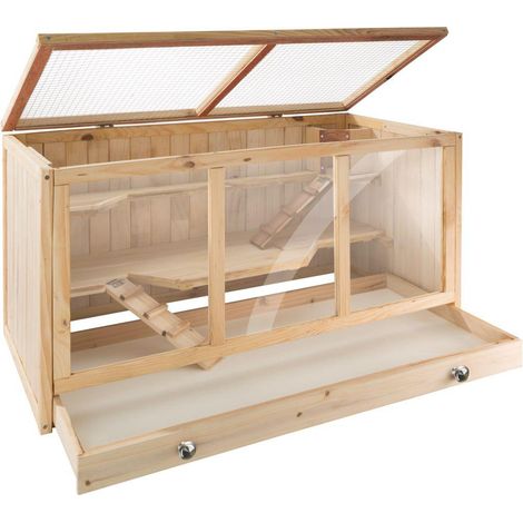 Gabbia per criceti porcellini d'India piccoli roditori in legno multilivello con rampe cassetto integrato per una facile pulizia 95 x 50 x 50 cm 3708168