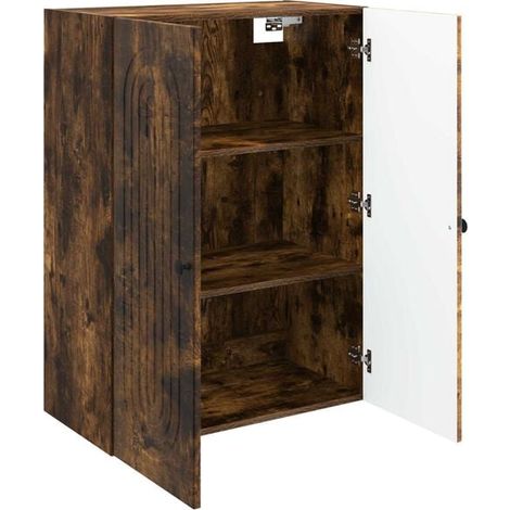 Meuble mural en bois fumé, 66 x 34,5 x 90 cm, placard suspendu en bois d'ingénierie pour salle de bain et cuisine, rangement moderne (1/5)