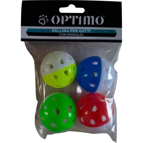 PALLINA GIOCO GATTO 4.3 CM CON SONAGLI 4 PZ OKX