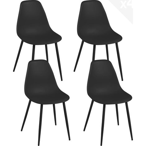 Ensemble de 4 chaises de cuisine blanches, design contemporain, assise en plastique souple, pieds en métal Nova (blanc) (1/5)
