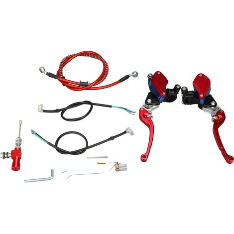 Ortviai Kit Hydraulique d'Embrayage et de Frein pour Moto Tout-Terrain – 22 mm, Aluminium, Réglable, Rouge (1/5)