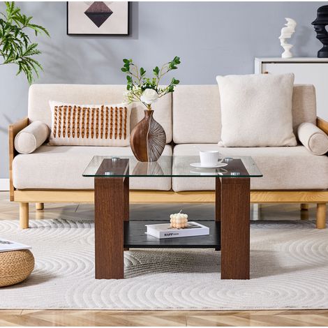 Mesa centro con almacenaje de cristal 65 cm OKMYHOME (1/5)