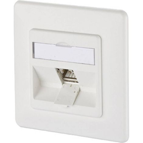 Prise réseau encastré insert avec plaque centrale et châssis CAT 6a 1 port Metz Connect 130B12D11002-E blanc pur R68392