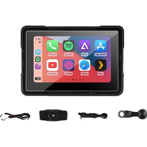 Pantalla para motocicleta, resistente al agua, soporte para doble cámara, TPMS de 5 pulgadas con CarPlay. (1/2)