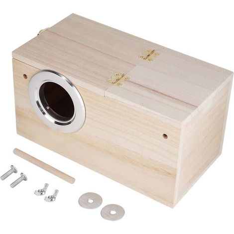 Niche pour perroquet en bois avec perchoir, nichoir d'élevage robuste pour oiseaux de taille moyenne à grande (1/5)