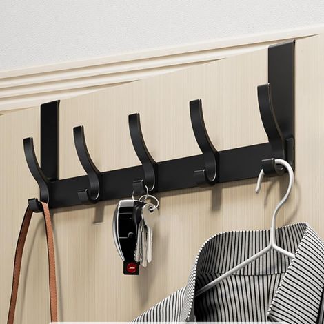 10 crochets de porte noirs, pour suspendre parapluies, sacs, vêtements, etc. (1/5)
