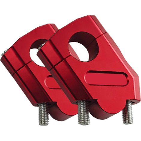 Rehausseurs de guidon réglables pour moto, fixation par collier, pour une meilleure ergonomie et un confort de conduite amélioré (2 pièces, rouge). (1/5)