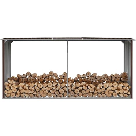 Brennholzlager Verzinkter Stahl 330 x 92 x 153 cm Braun