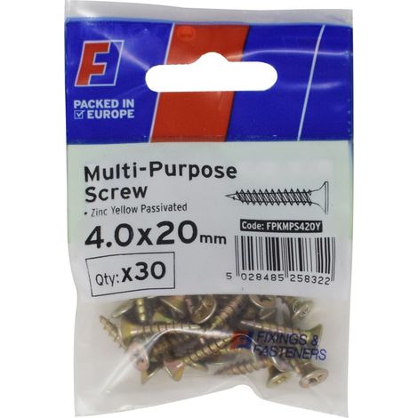 ForgeFix FPKMPS420Y Multi-Purpose Pozi Screw CSK ST ZYP 4.0 x 20mm ForgePack 30
