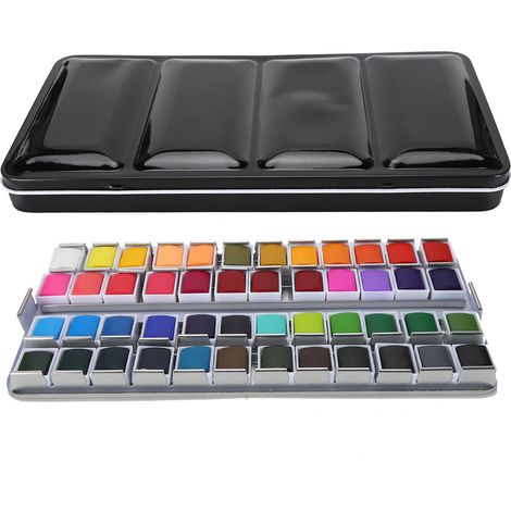 Watercolor Paint Portable Bright Color Watercolor Pigment Set Paint Supplies with Box48 Colors (1/5)