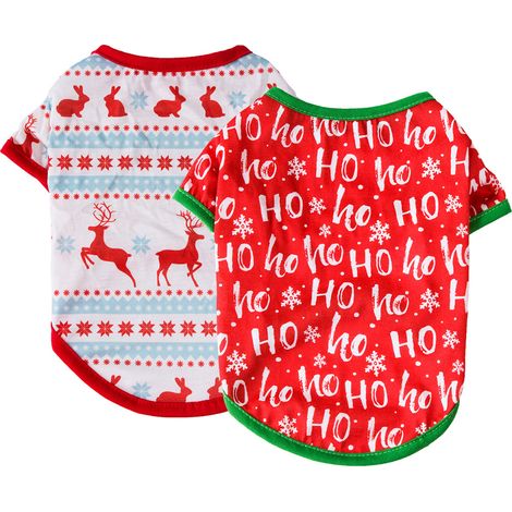 T-shirt Chien - Motif Noël - Coupe Pull Élastique - Pour Chiens Taille XS à L - Lot de 2 (1/5)