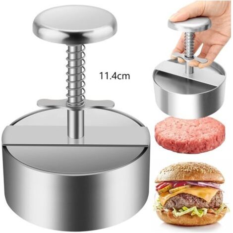 Presse à Burger, 304 Acier Inoxydable Presse à Hamburger, Ajustable Steak Haché Presse à Burger, Facile à Utiliser, Antiadhésive Presse à Hamburger pour Réunion de Famille, Fête-11.4cm (1/5)